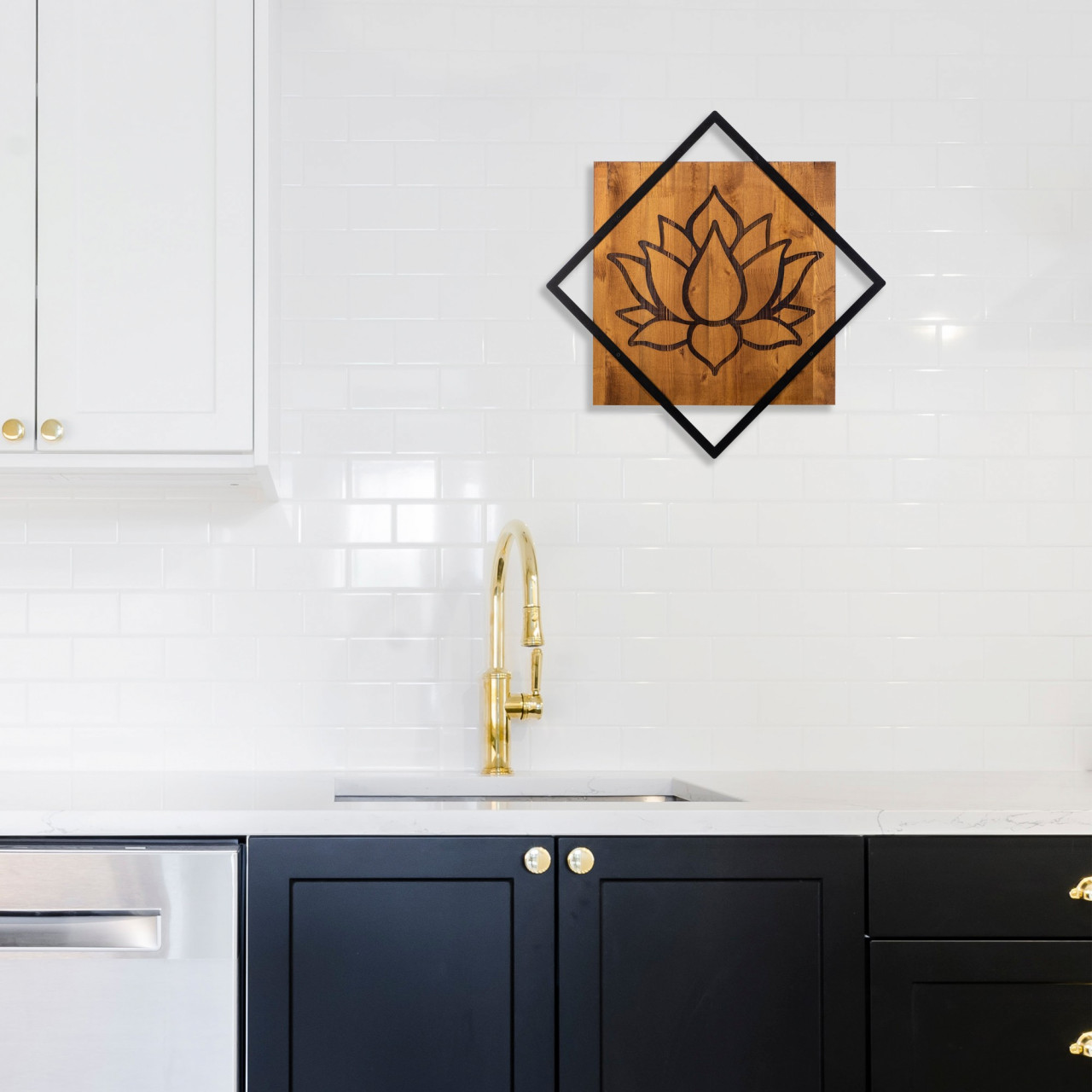 Accesoriu decorativ de perete din lemn Lotus