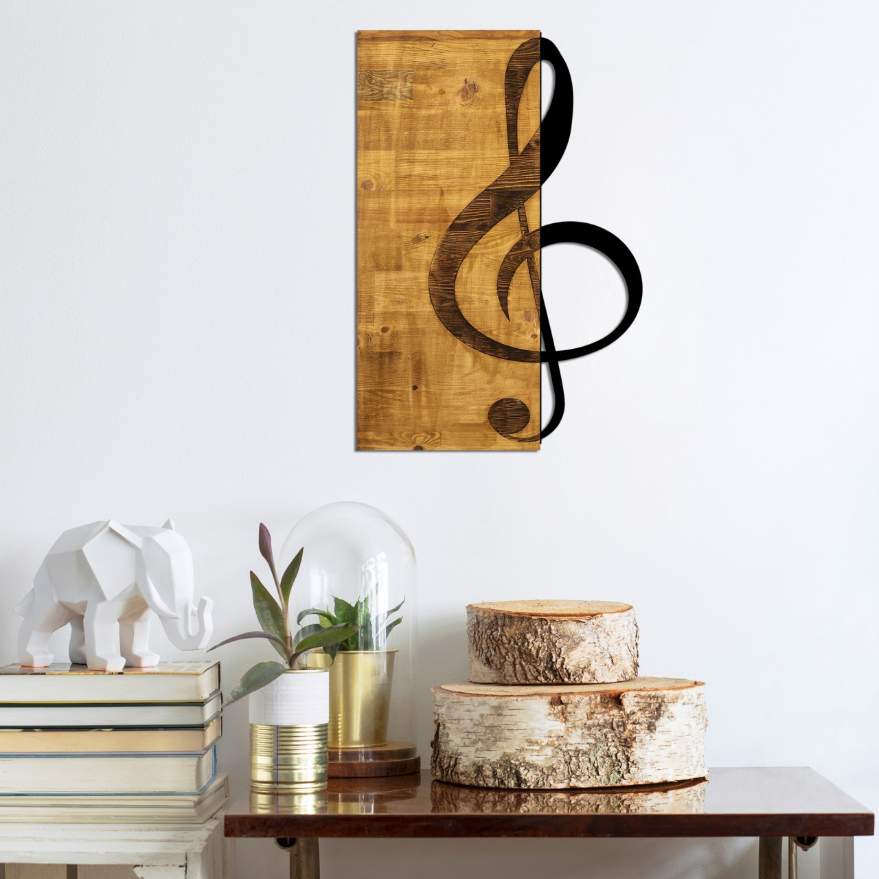 Accesoriu decorativ de perete din lemn Treble Clef