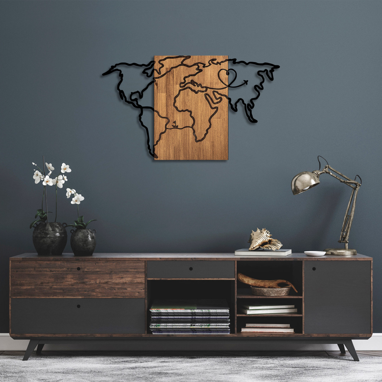 Accesoriu decorativ de perete din lemn Wold Map - 316