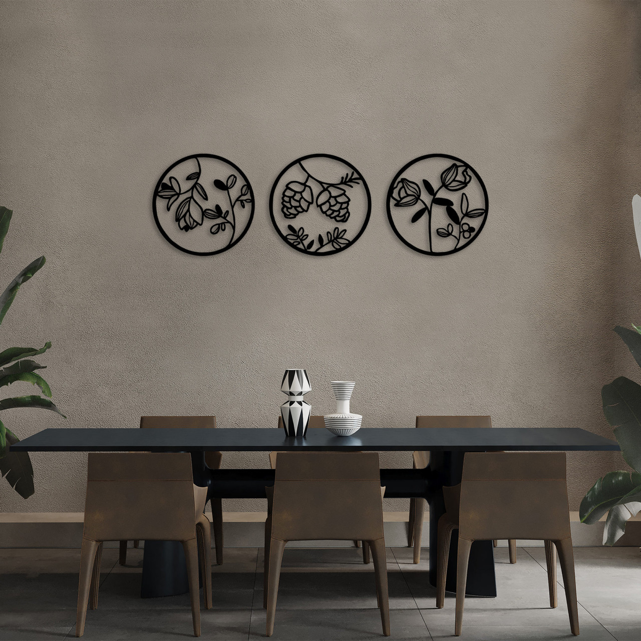 Accesoriu decorativ de perete metalic Flowers - 305 L