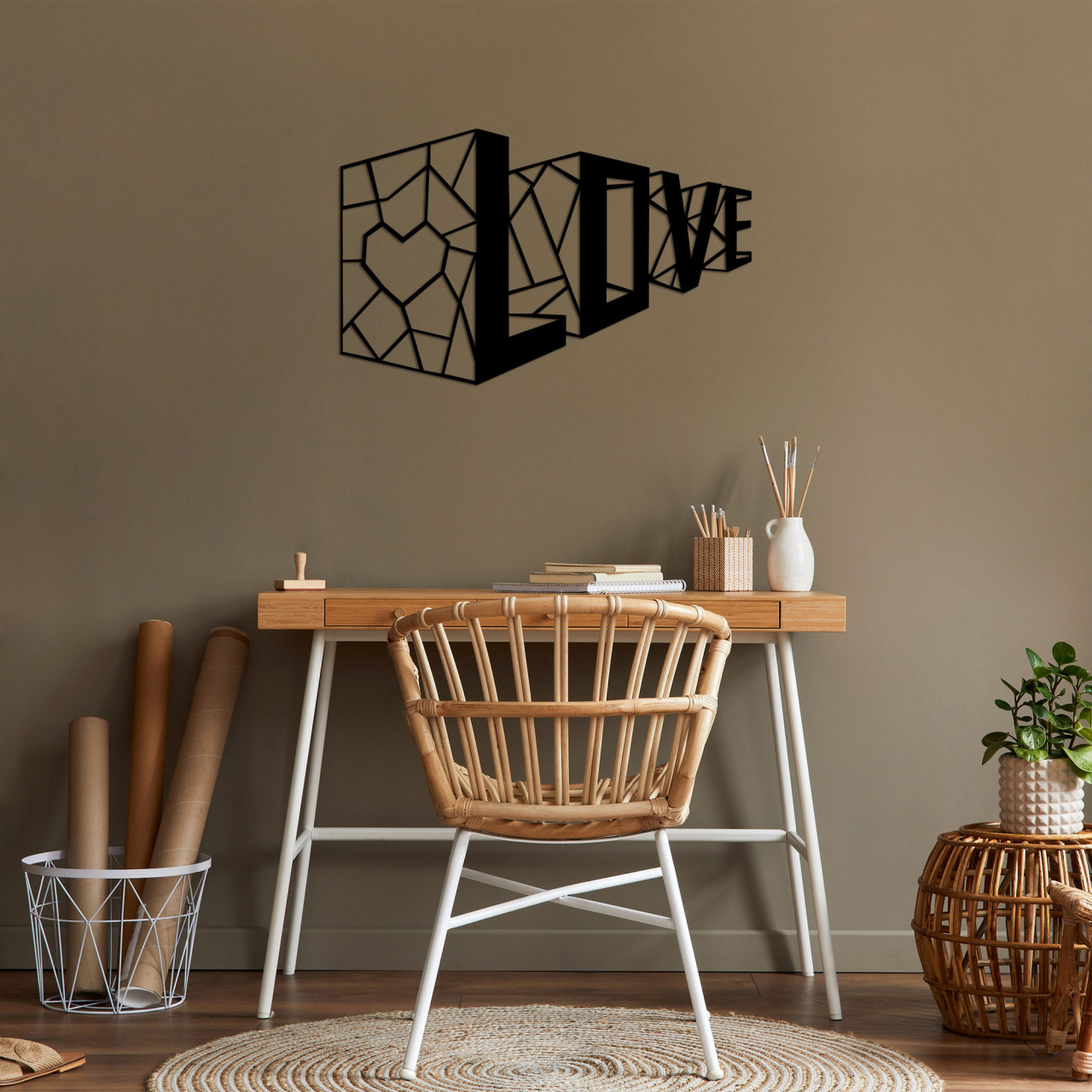 Accesoriu decorativ de perete metalic Love 4