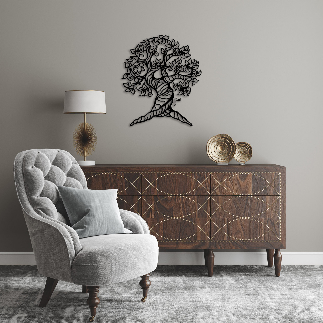 Accesoriu decorativ de perete metalic Monumental Tree - 275