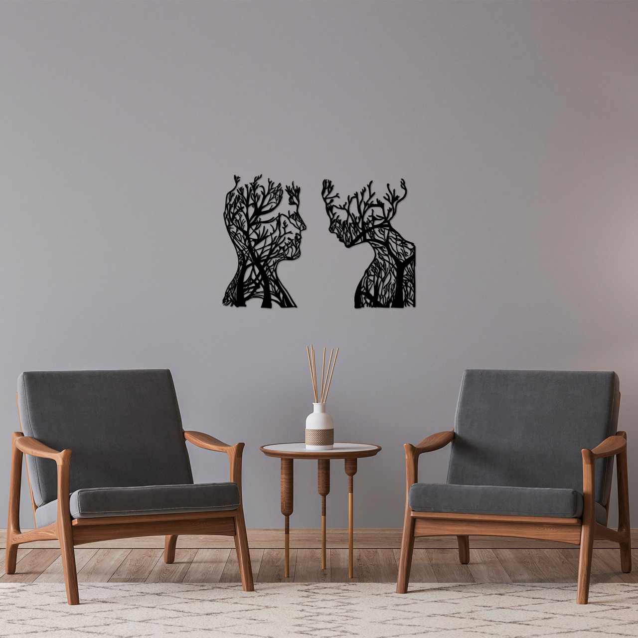 Accesoriu decorativ de perete metalic Tree Man And Woman - 325