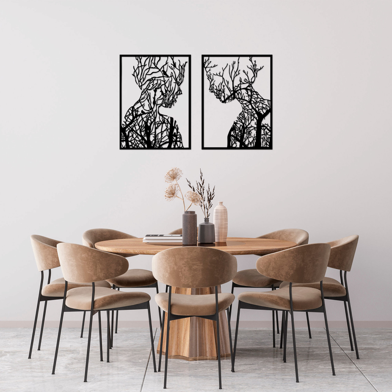 Accesoriu decorativ de perete metalic Tree Man And Woman - 326