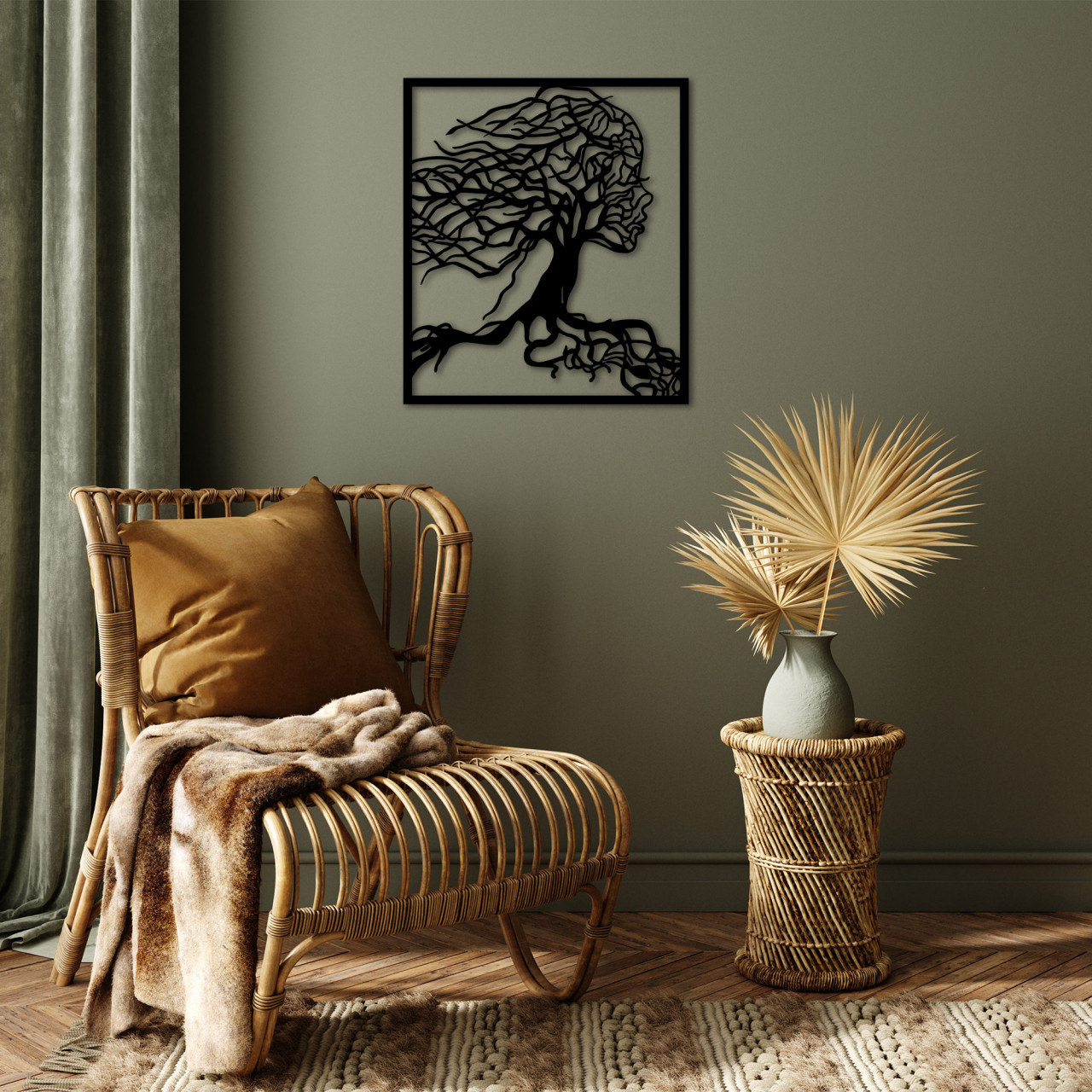 Accesoriu decorativ de perete metalic Tree Woman - 261