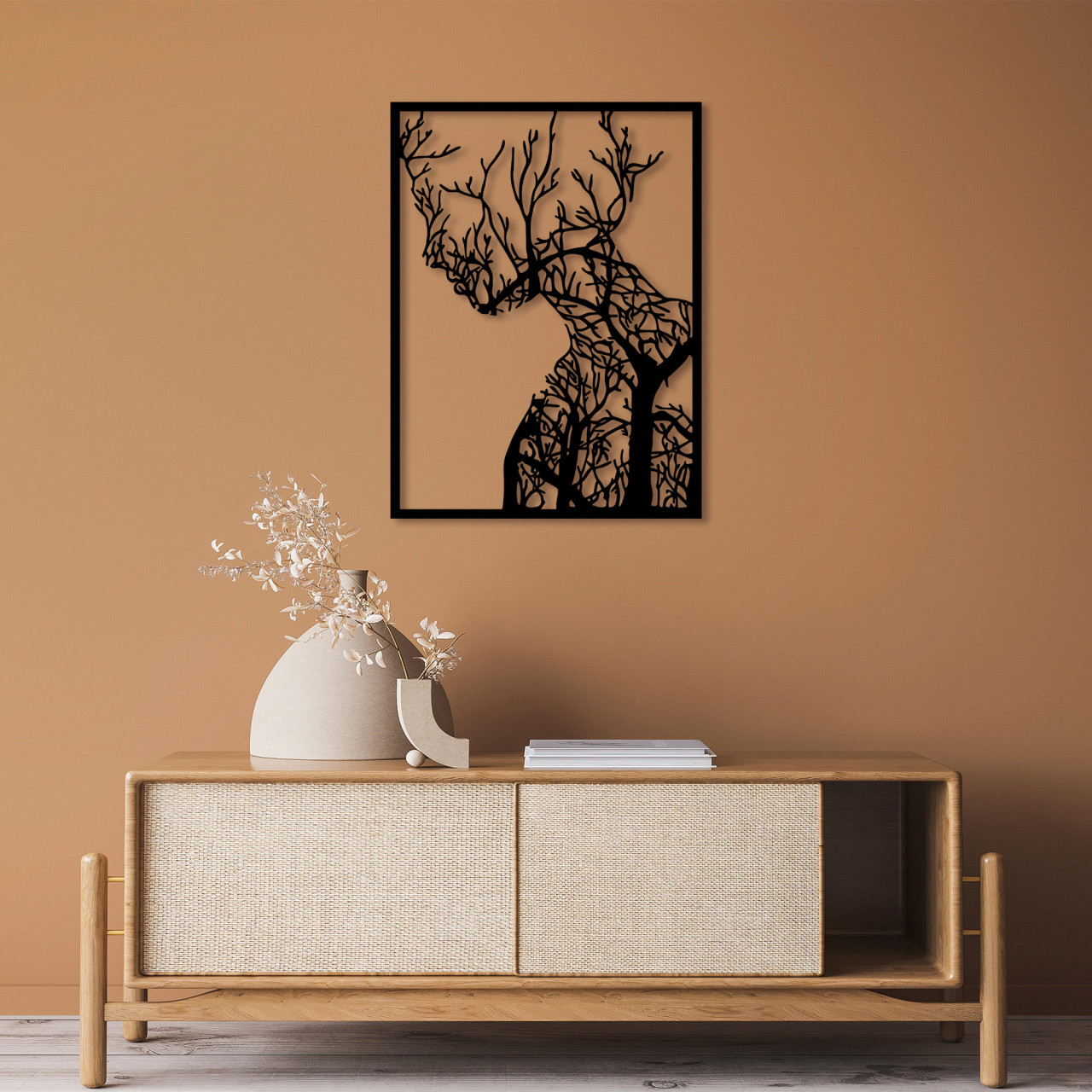 Accesoriu decorativ de perete metalic Tree Woman - 320