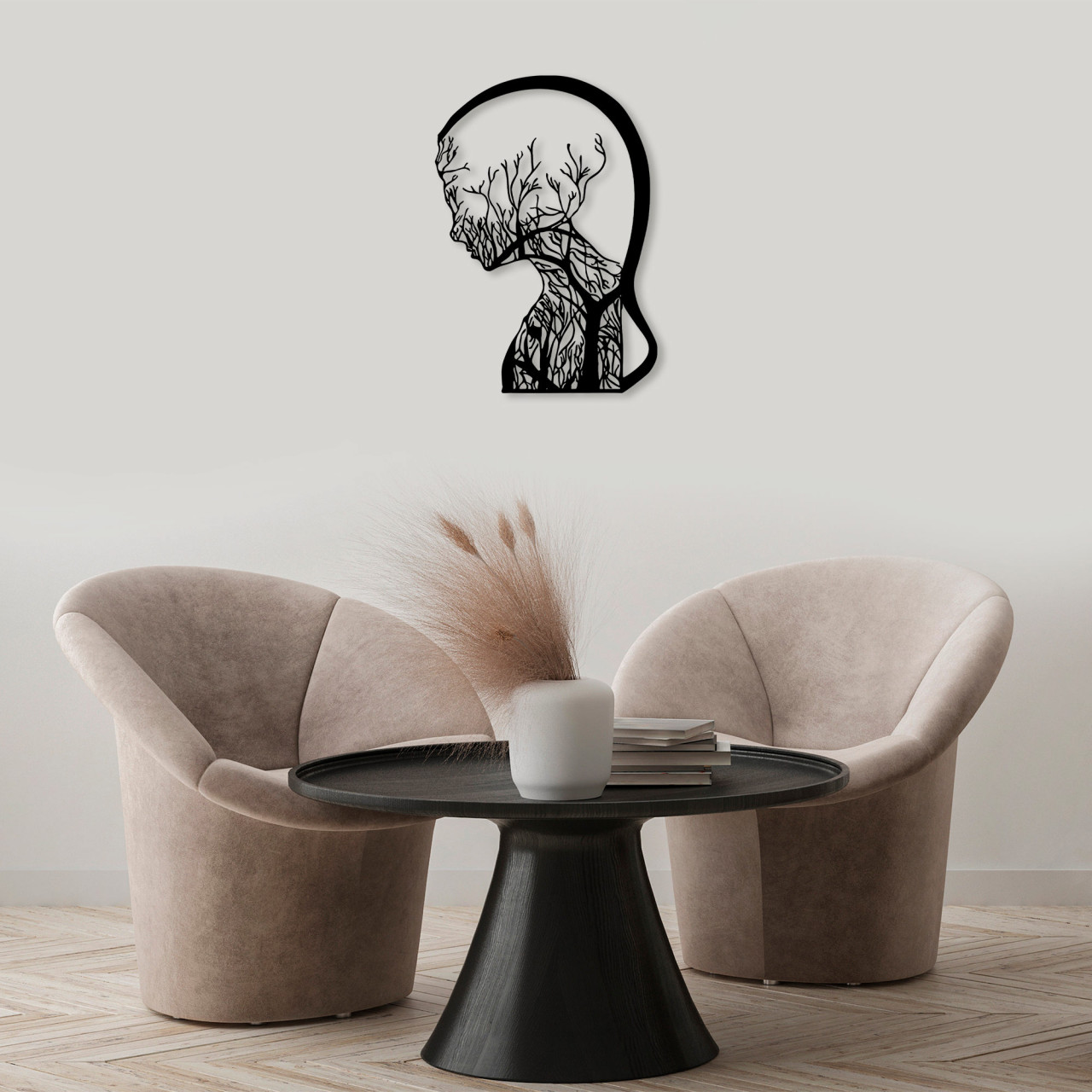 Accesoriu decorativ de perete metalic Tree Woman - 323