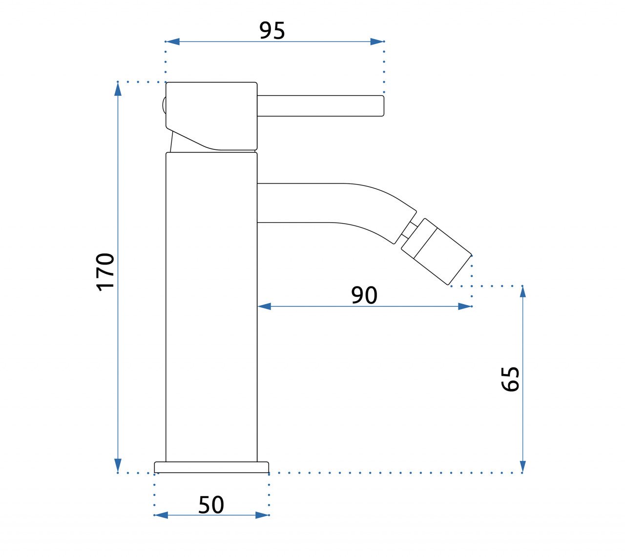 Baterie pentru bideu Lungo alb mat - 4 | YEO