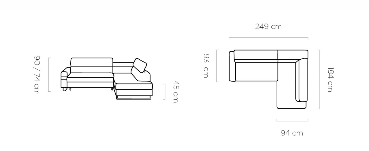 Coltar extensibil Livio - L249 x l184 x h90 cm - 4 | YEO