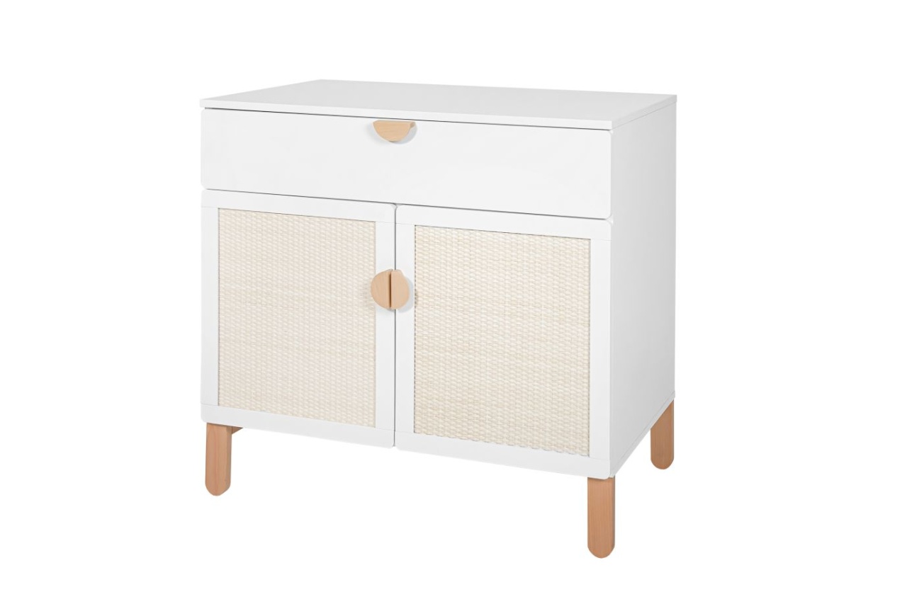 Comoda Ratata alb/fag/natur L90 cm
