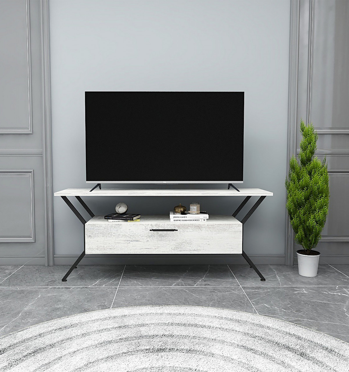 Comoda TV Tarz gri / negru
