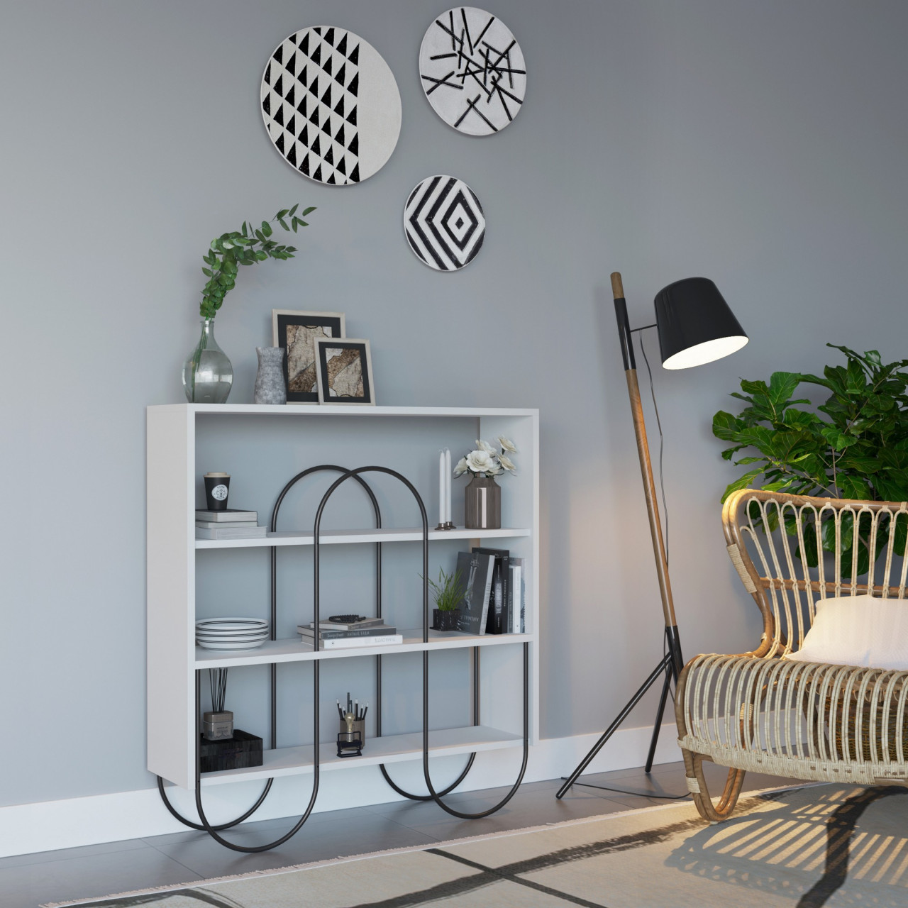 Consola Norfolk alba MDF L96 cm - H99 cm