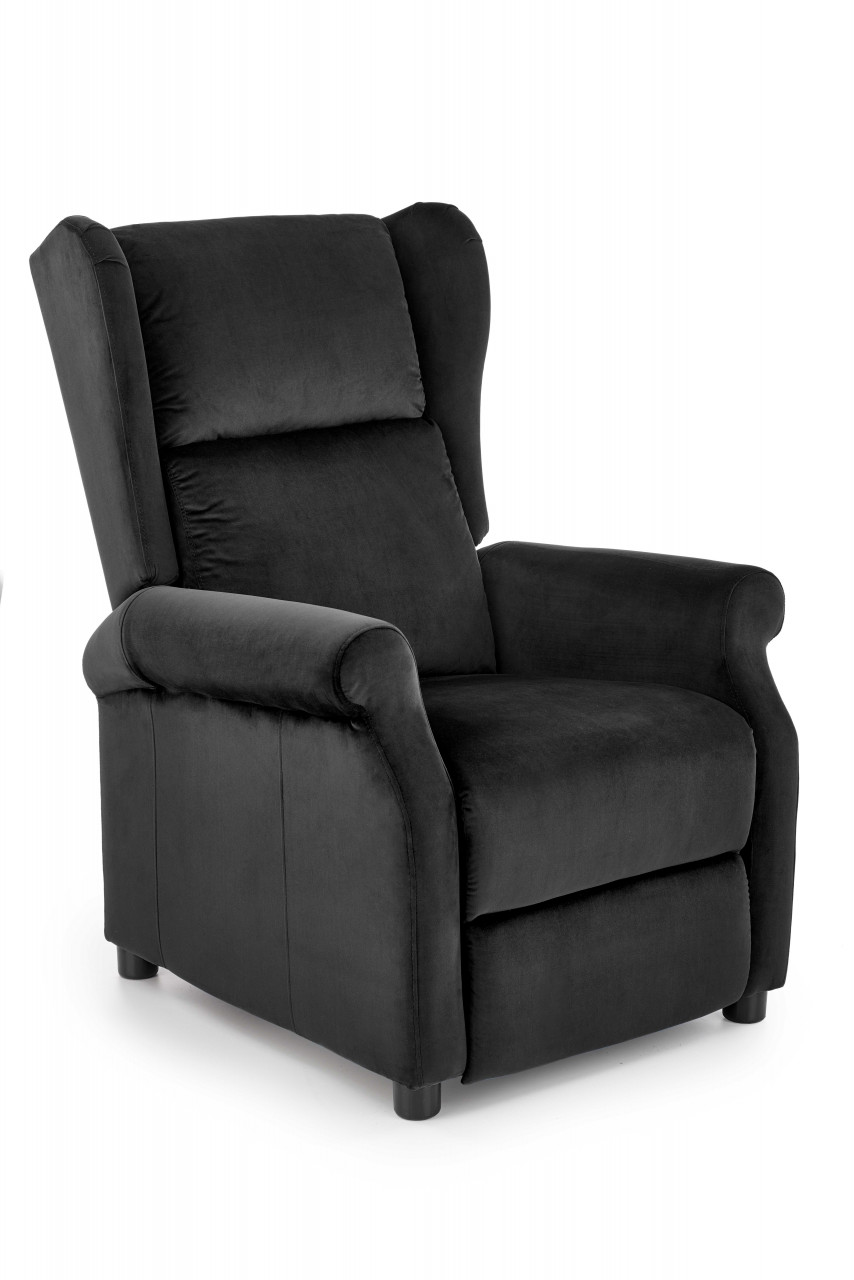 Fotoliu recliner Agustin 2 velvet negru H107 cm