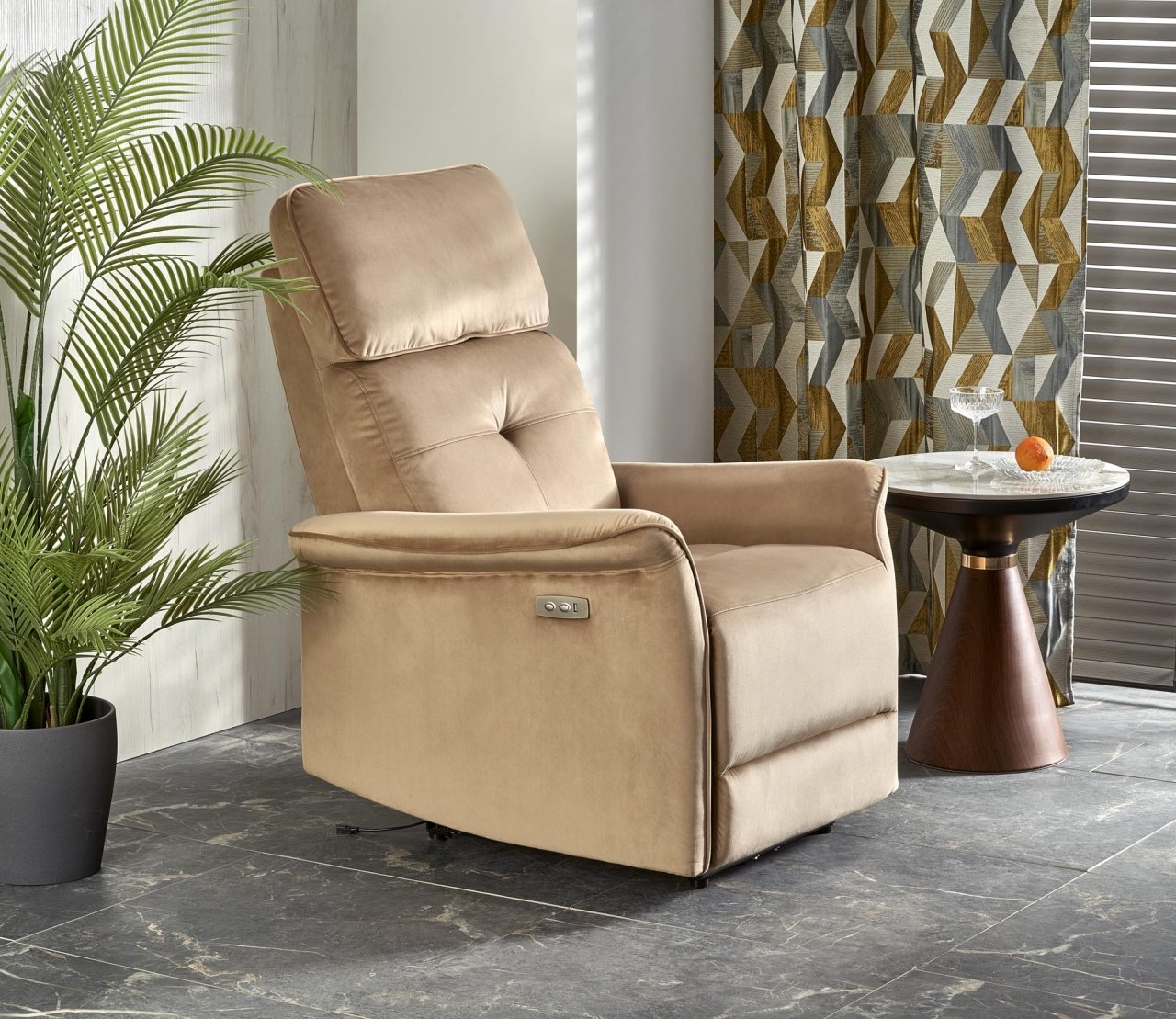 Fotoliu recliner Semir velvet bej H108 cm - 3 | YEO