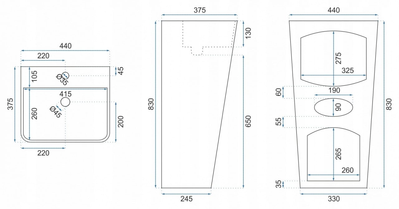 Lavoar Aris freestanding alb ceramica – H83 cm - 2 | YEO