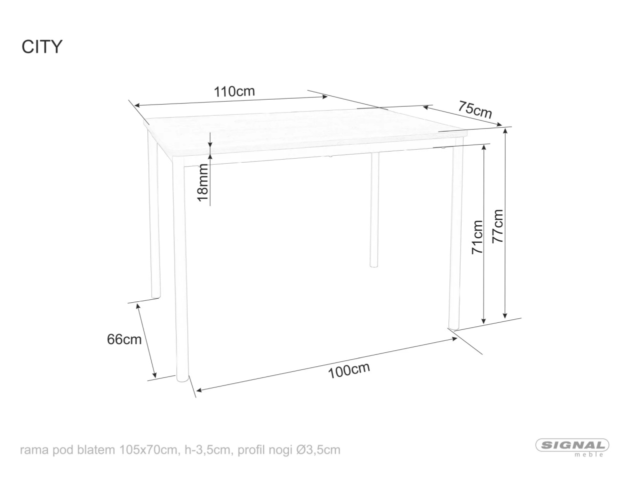 Masa City stejar artizan/negru L110xl75 cm - 3 | YEO