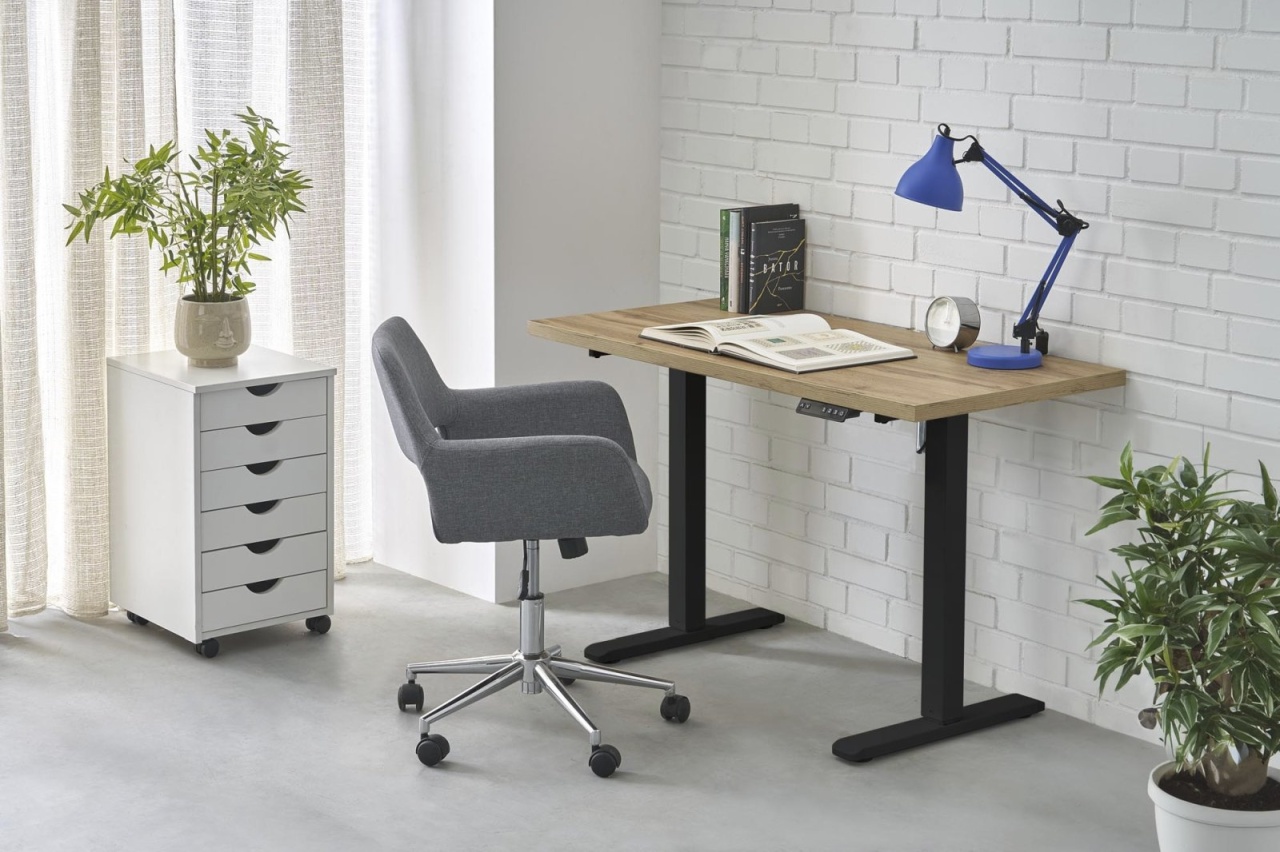 Masa de birou cu functie de reglare a inaltimii B54 stejar artizan/negru L120 cm - 2 | YEO