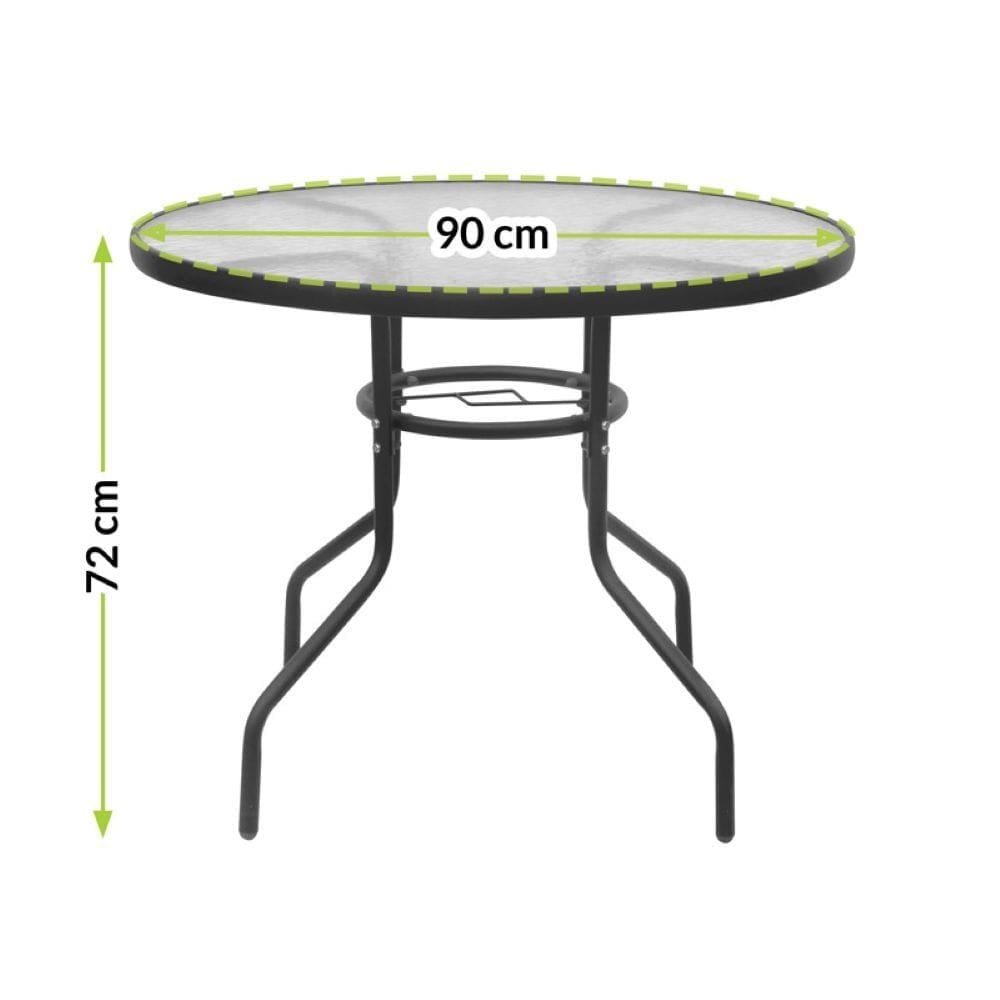 Masa de gradina rotunda Jupiter cu blat din sticla 90 cm - 1 | YEO