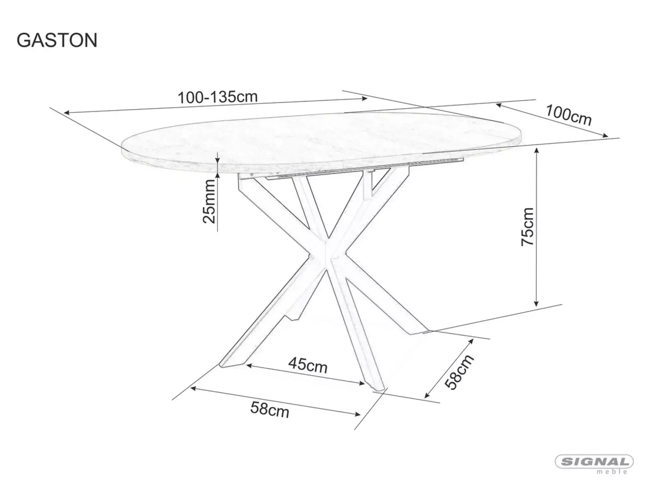 Masa extensibila Gaston Ceramic neagra L100-130xl100 cm - 1 | YEO
