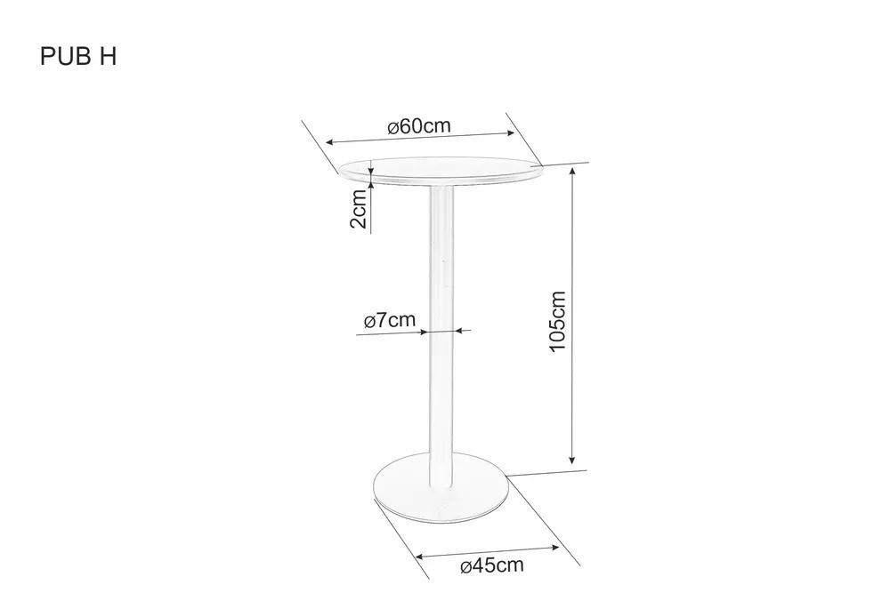 Masa rotunda Pub H ø60/h105 cm - 1 | YEO