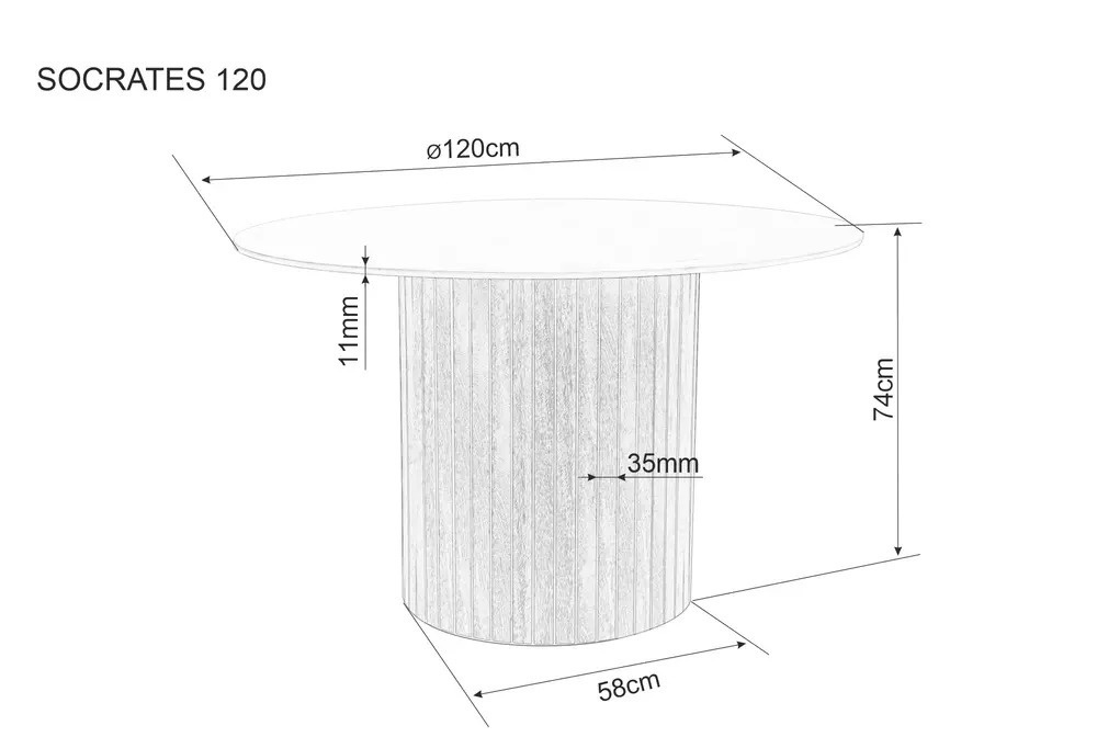 Masa rotunda Socrates alb/stejar artizan ø120/h76 cm - 3 | YEO