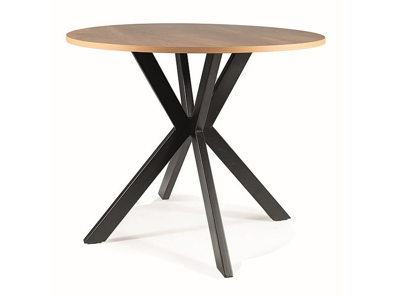 Masa rotunda Talia II stejar/negru mat - ø90 / h76 cm