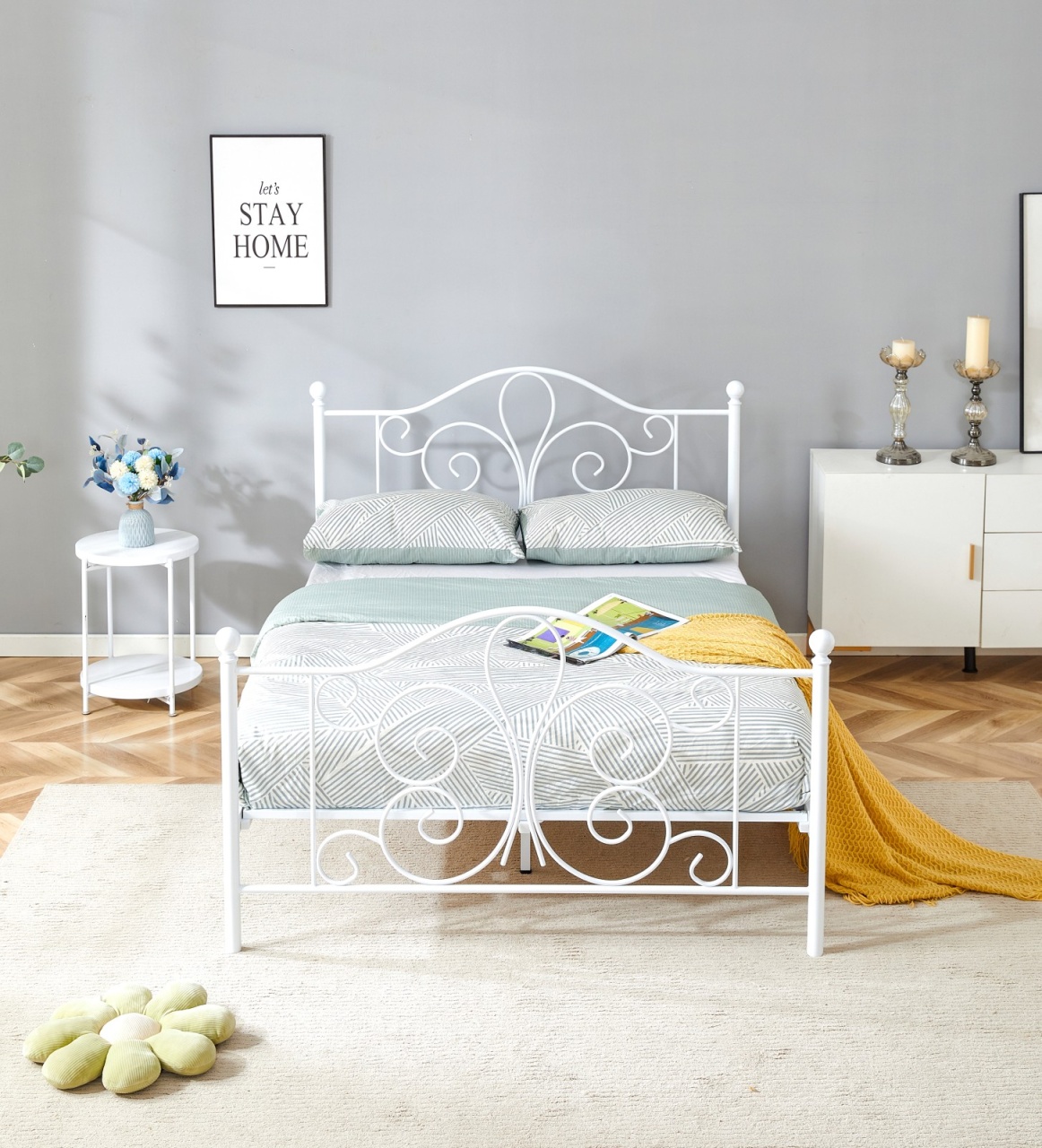 Pat metalic Panama alb 140x200 cm - 2 | YEO
