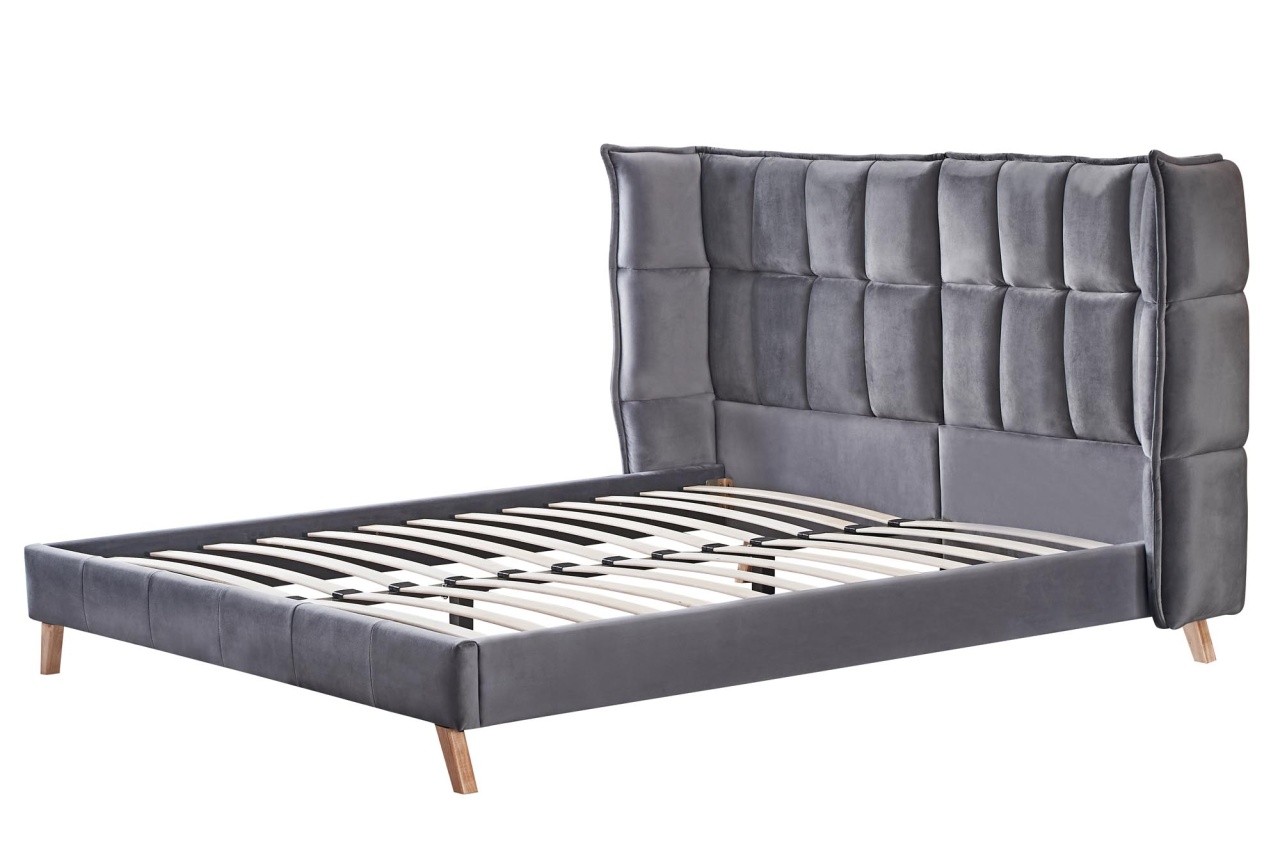 Poze Pat tapitat Scandino velvet gri – 160 x 200 cm