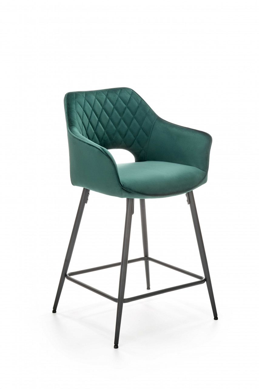 Scaun de bar H107 velvet verde inchis