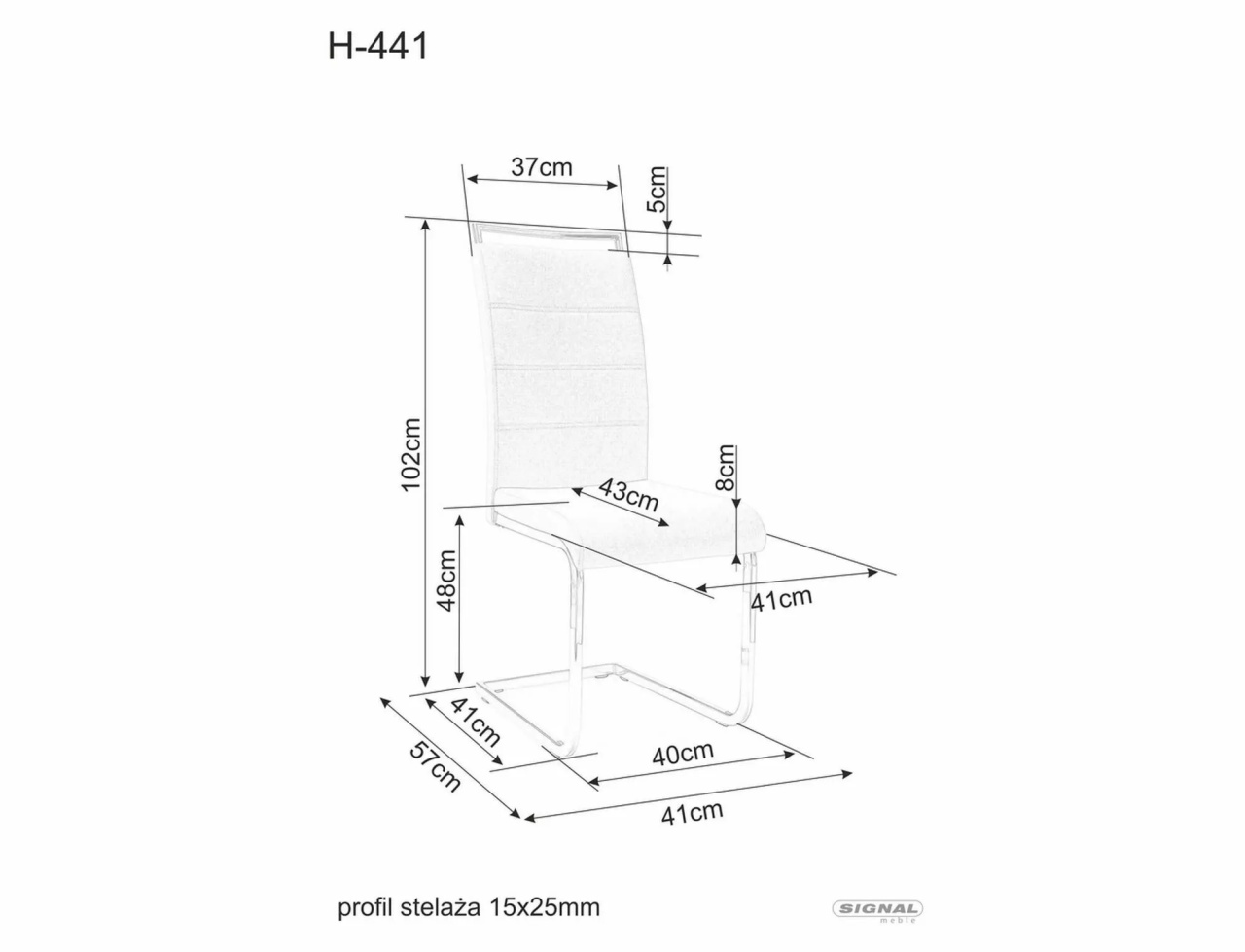 Scaun H-441 piele ecologica negru/alb/crom - 1 | YEO