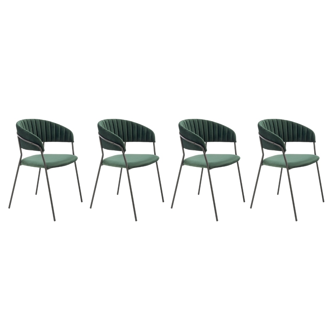 Set 4 scaune K426 velvet verde – l57 x A54 x H79 cm