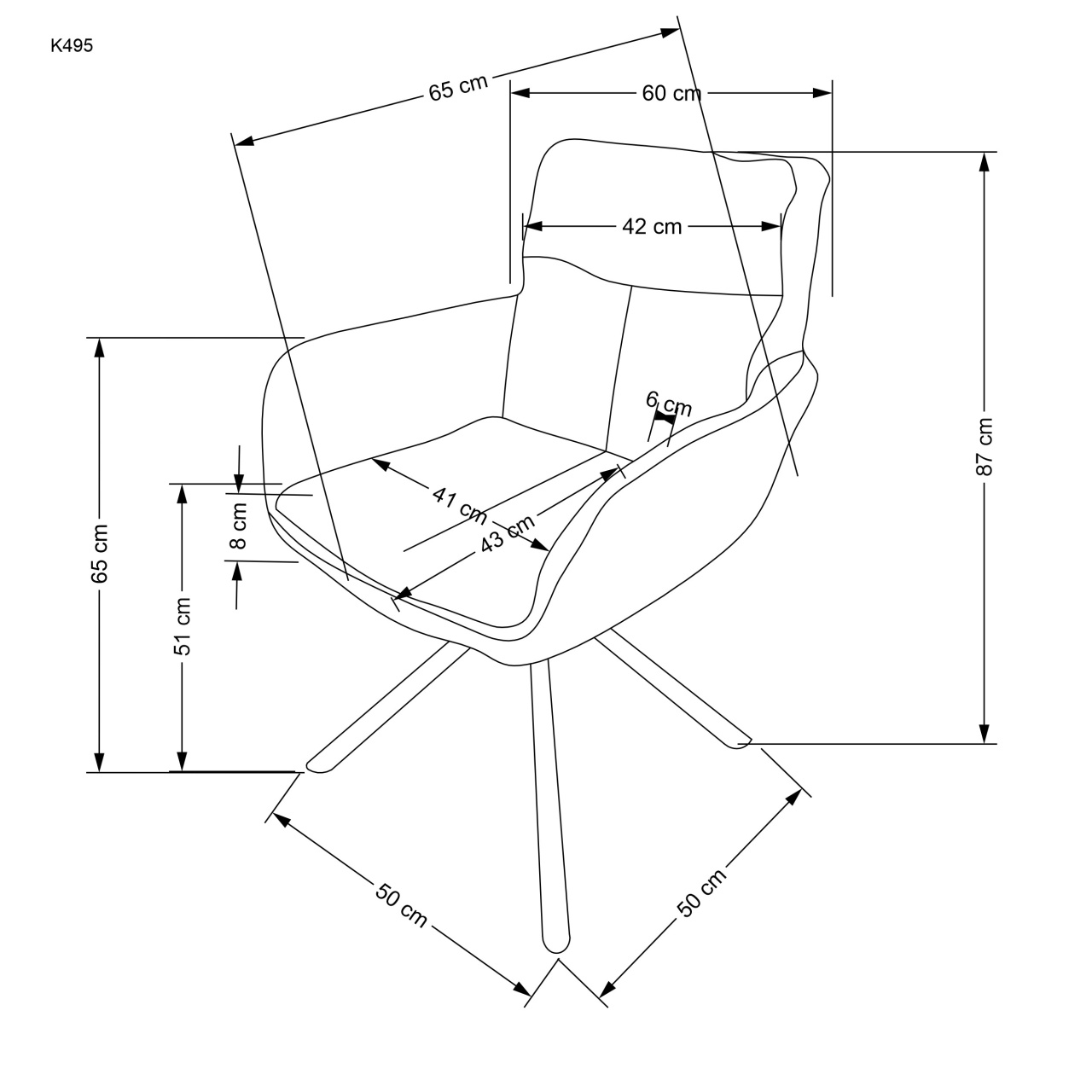 Set 6 scaune rotative K495 stofa bej - 4 | YEO