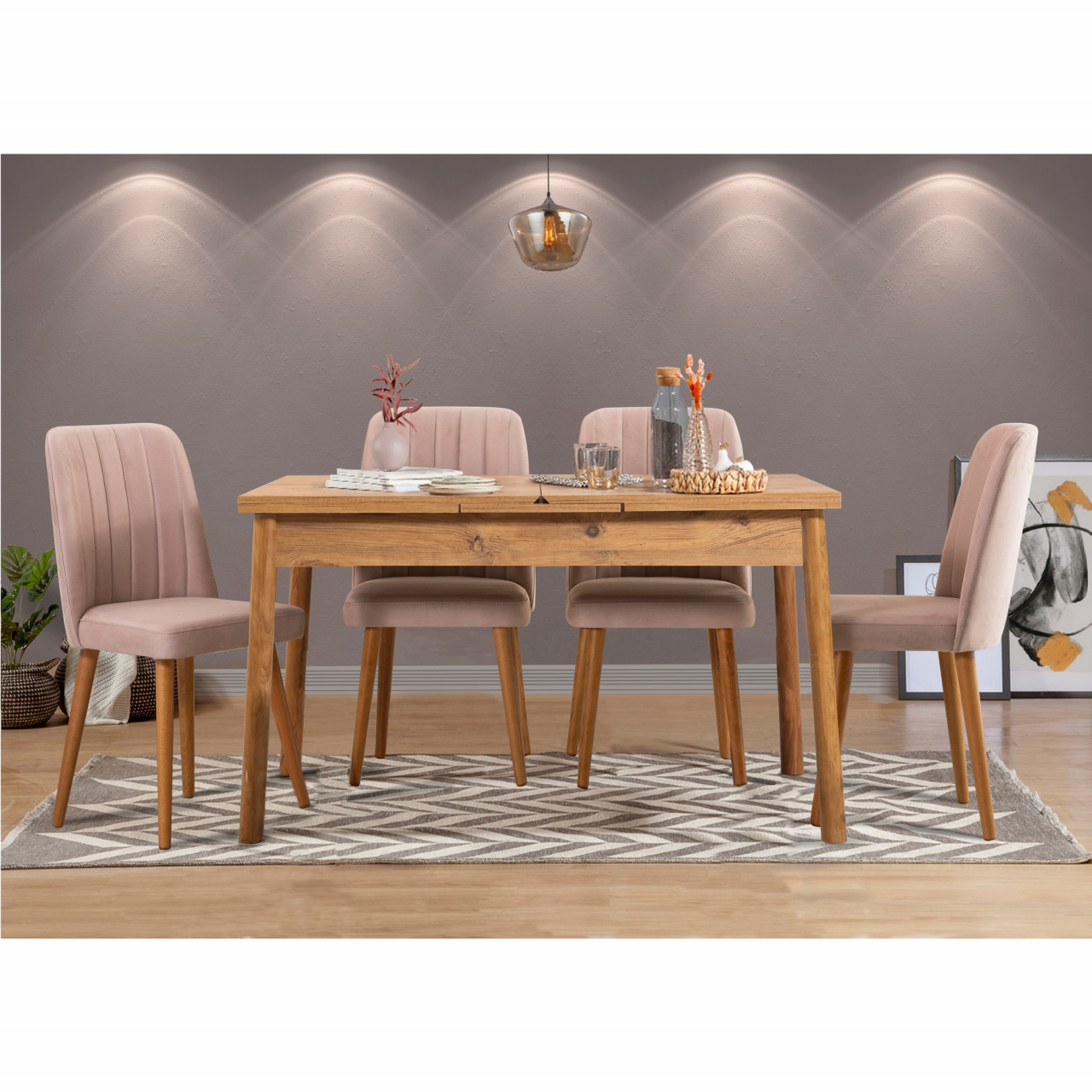 Set masa extensibila si scaune (5 piese) Santiago Atlantic Stone