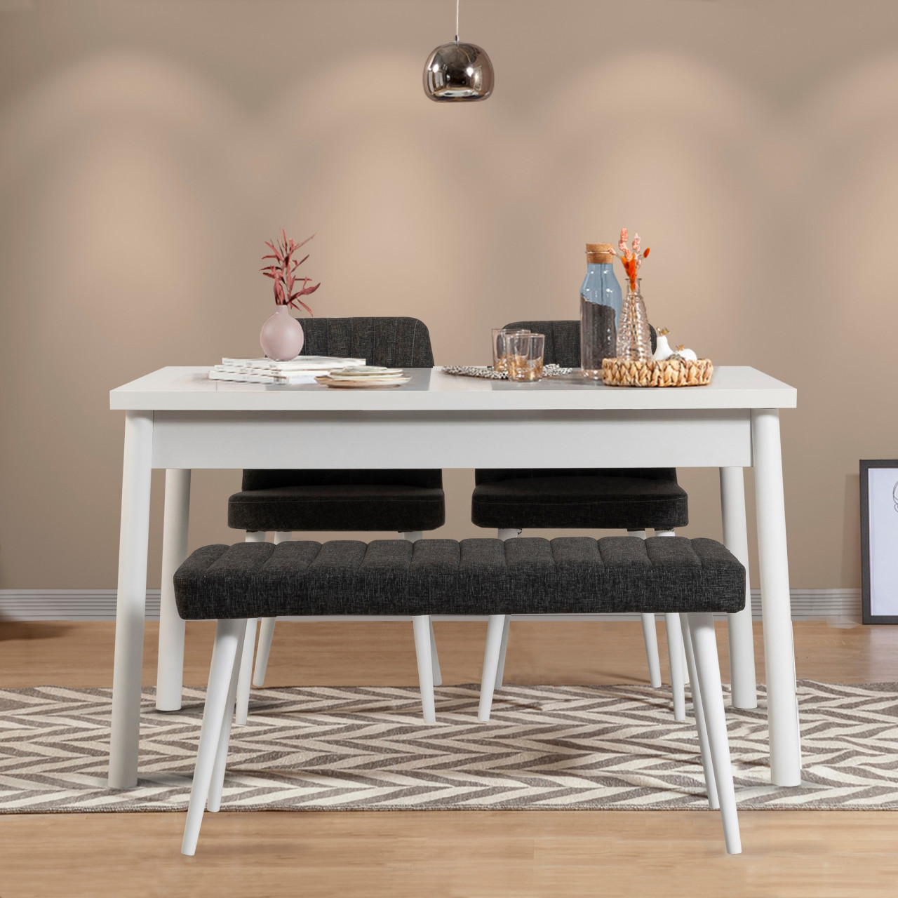 Set masa si scaune (4 piese) Costa White-Anthracite