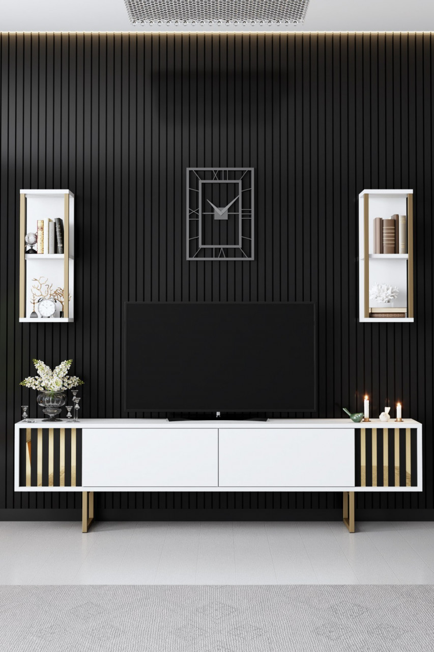 Set mobilier living Gold Line alb / auriu - 3 | YEO