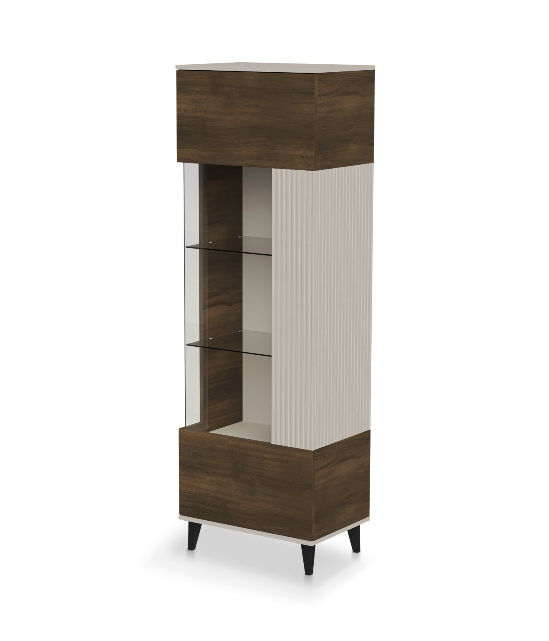 Vitrina Random 2 W-1 casmir/nuc/negru H182 cm - 1 | YEO