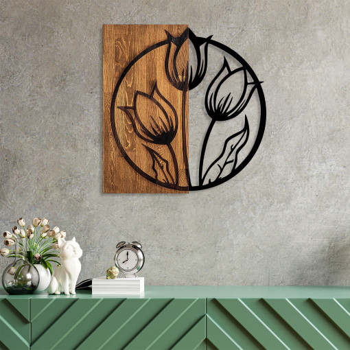 Accesoriu decorativ de perete din lemn Tulips