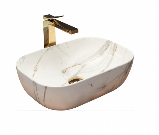 Lavoar Belinda Shiny marmura ceramica sanitara - 46 cm