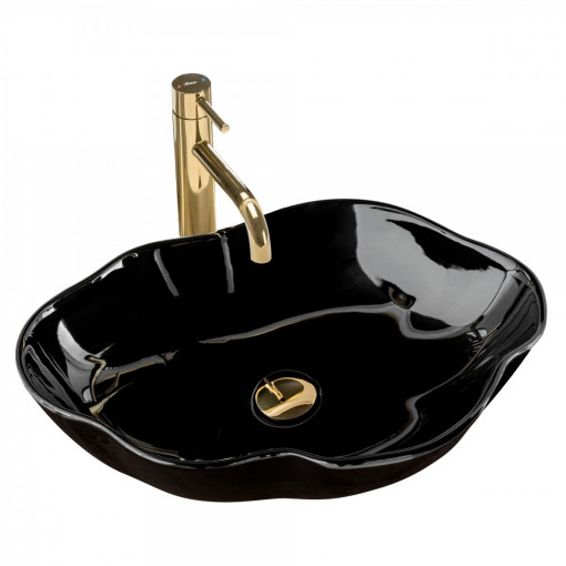 Lavoar Pearl Shiny ceramica sanitara negru lucios - 51,5 cm