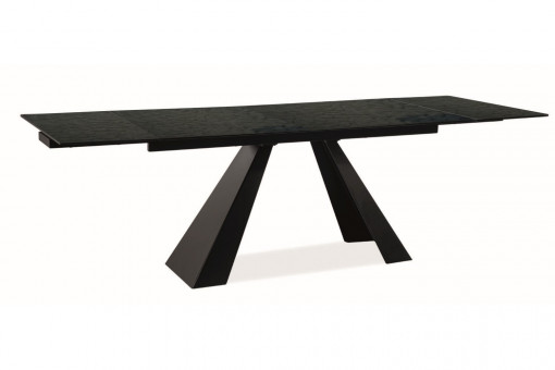 Masa extensibila Salvadore melted glass/negru mat - L160-240 cm