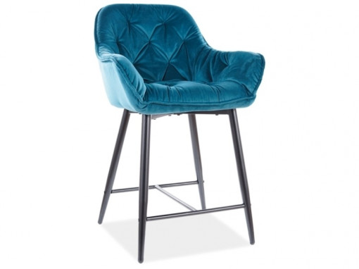 Scaun de bar Cherry Velvet H-2 Turcoaz – H88 cm