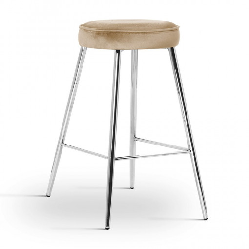Scaun de bar Circo bej picioare silver - H65 cm