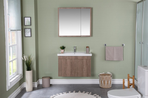 Set mobilier de baie (3 piese) Bryce 80 maro