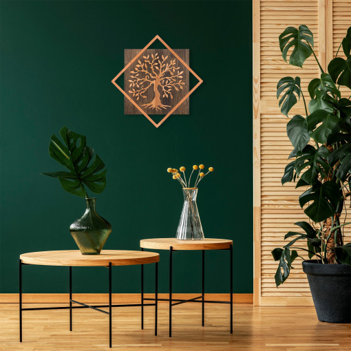 Accesoriu decorativ de perete din lemn Tree v2 - Copper