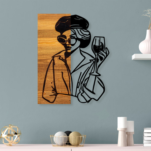 Accesoriu decorativ de perete din lemn Woman 2