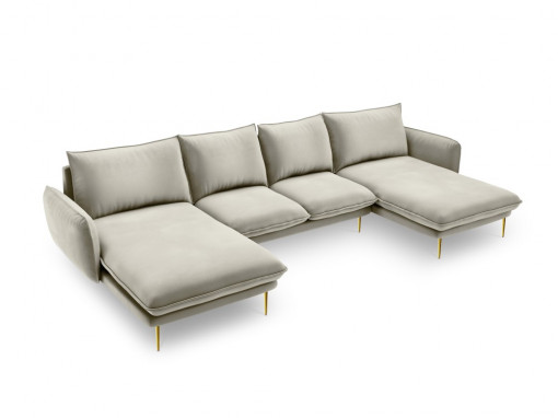 Coltar tapitat Vienna 6 locuri velvet/picioare gold – L350 x l170 x h95