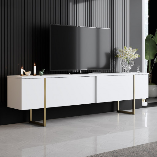 Comoda TV Luxe alb / auriu