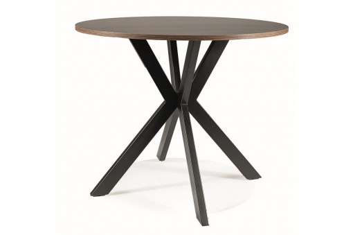 Masa rotunda Talia II nuc/negru mat - ø90 / h76 cm