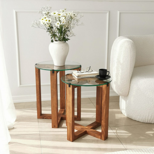 Set 2 mese de cafea Amalfi nuc