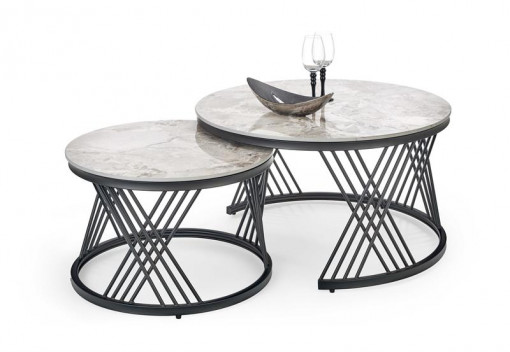 Set mese de cafea Flamingo – Marmura Gri/Negru